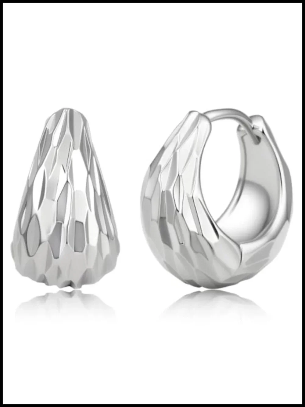 Small Chunky Hoop Earrings for Women S925 Sterling Silver Post Hypoallergenic
